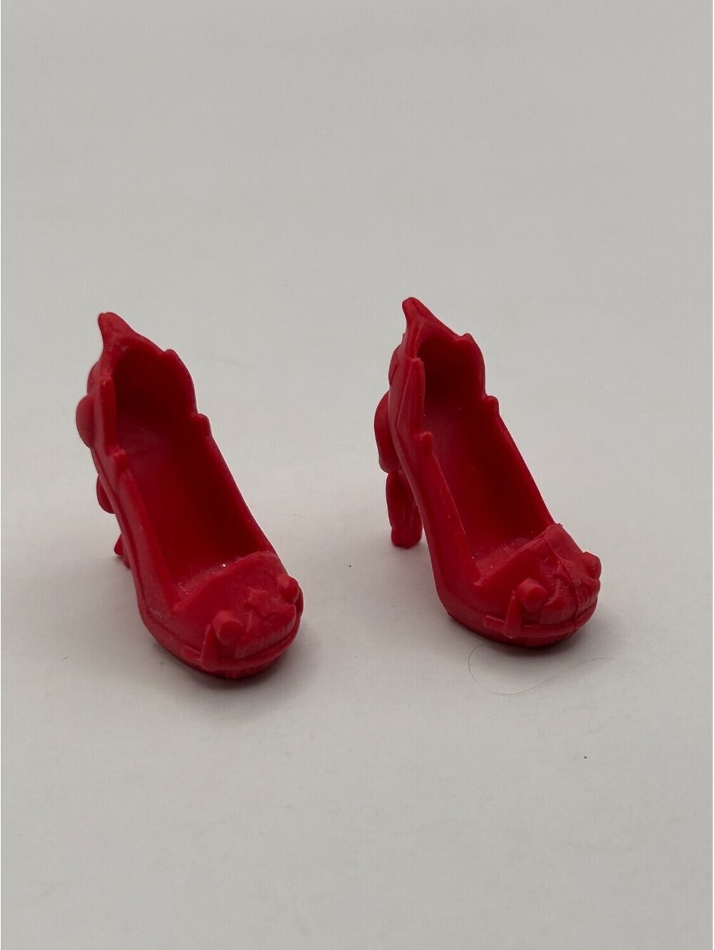 Red DEVIL Fashion Doll Shoes Pair High Heels Sculpted Devil Motif